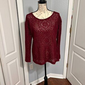 Kenar lose knit sweater beautiful burgundy size large